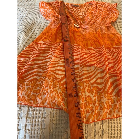 Peppermint Bay Swimsuit Coverup Women’s Medium Sheer Orange Animal Print Sexy - Picture 7 of 9